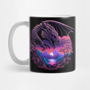 Retrowave Japanese Mythology Dragon Mug